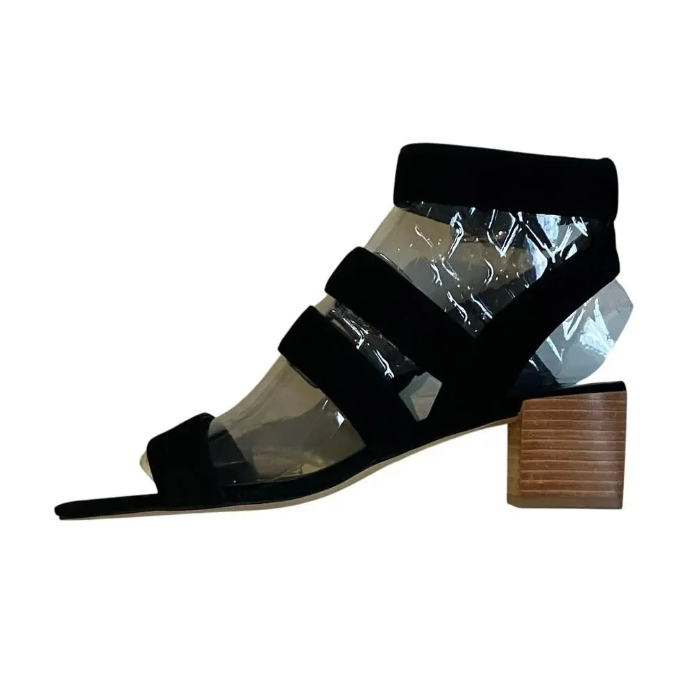 New Rebecca Minkoff Ilana Buckle Strap Black Suede Sandal Size 8.5